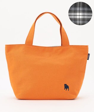 J.PRESS LADIES 【完全受注生産】ポーチ付き キャンバス ミニトートバッグ オレンジ×グレーチェック系