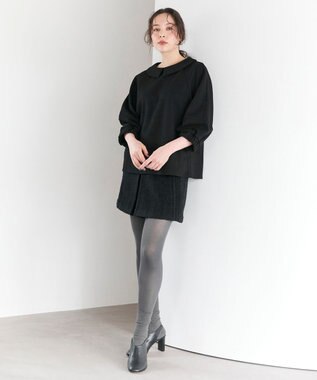 #Newans 【セットアップ可能】裏地キュロットツイードスカート ブラック