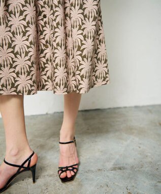 GRACE CONTINENTAL パームモチーフシャツワンピース カーキ