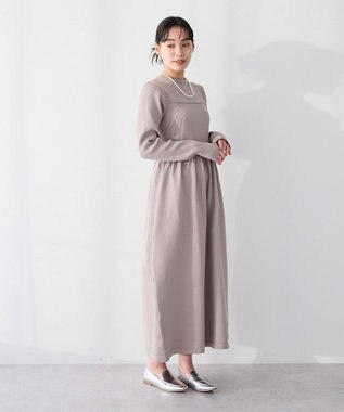 CRAFT STANDARD BOUTIQUE ＜セレモニー／ハレの日＞スポンディッシュニットワンピース Light Gray