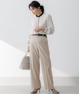 23区 S 【セットアップ対応/防シワ性/洗える】アイアスマットストレッチ セミワイド パンツ ベージュ系