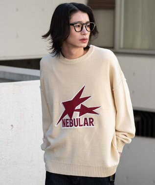 WEGO サテンワッペンニットプルオーバー ホワイト