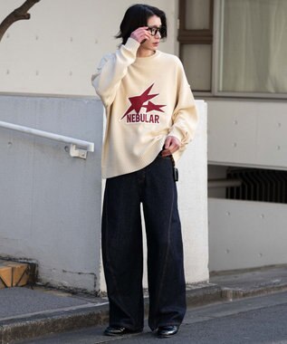 WEGO サテンワッペンニットプルオーバー ホワイト