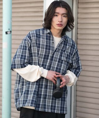 WEGO 【ユニセックス着用ITEM】アンサンブルチェックシャツ（LS） ブルーチェック1