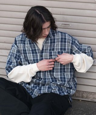 WEGO 【ユニセックス着用ITEM】アンサンブルチェックシャツ（LS） ブルーチェック1