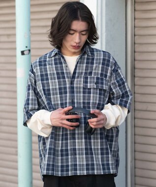WEGO 【ユニセックス着用ITEM】アンサンブルチェックシャツ（LS） ブルーチェック1