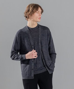 JOSEPH HOMME リネンナイロンプレーン　Ｖネックカーディガン ブラック系