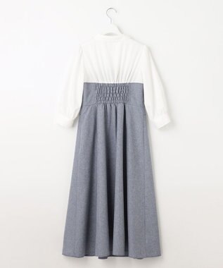 Feroux 【洗える】シャツドッキング ワンピース ネイビー系