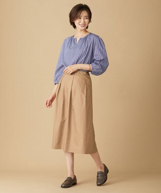 J.PRESS LADIES 【WEB限定カラーあり・洗える・イージーケア】 アーネストストライプ スリットネック カットソー ネイビー系1