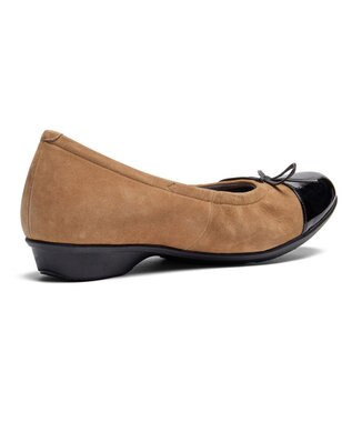 ASICS WALKING ペダラ レディース 2E 2.0cmヒール キャメル(起毛)×ブラック(エナメル)