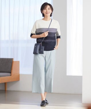 J.PRESS LADIES L 【洗える】シャークスキン セミワイド パンツ グリーン系