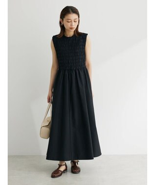 Green Parks ・Ｄｏｕｂｌｅ　Ｆｌａｇｓ　シャーリングノースリワンピ Black