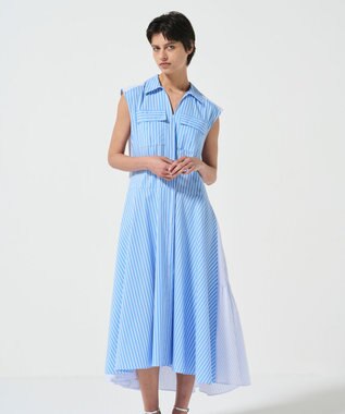 GRACE CONTINENTAL ティアードコンビシャツワンピース ストライプ