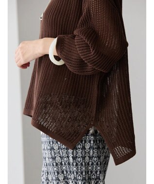 AMERICAN HOLIC 透かし編みメッシュニットプルオーバー Brown