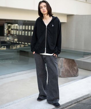 WEGO 【WEB限定/ユニセックス着用ITEM/25年秋冬新作/SMLサイズ展開】別注U.S.POLO ASSN.　ZIPパーカー ブラック