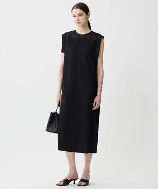 ICB L 【UVケア・接触冷感・速乾・洗える】 FluidBackSatin デザインワンピース ブラック系