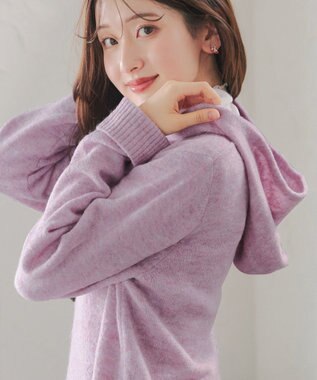 Tiaclasse メランジフーディーニットチュニック ピンク