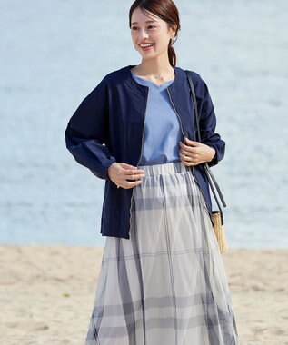 Tiaclasse 【小倉優子さん着用】チュールレースチェックスカート アイボリー