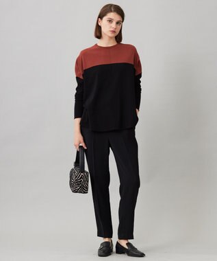 ICB 【洗える】ヴィスコースワイド プルオーバー マホガニー×ブラック系