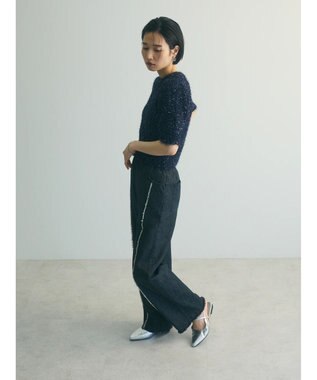 Green Parks ａ．ラメシャギーニットプルオーバー Navy