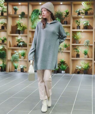 Tiaclasse メランジフーディーニットチュニック ミント