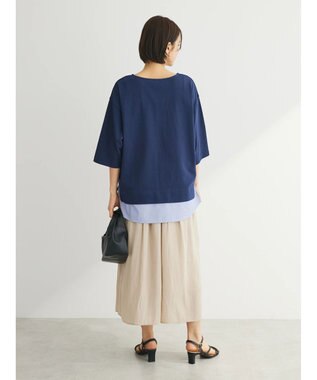 Green Parks 裾ドッキングレイヤー風７分袖プルオーバー Navy