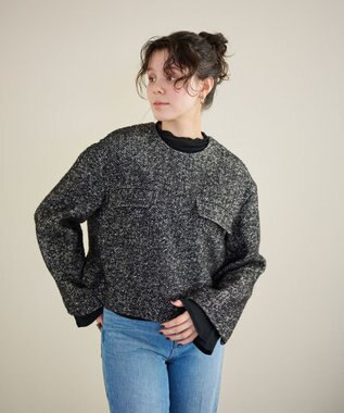 【セットアップ可能】ワイドスリーブツイードプルオーバー