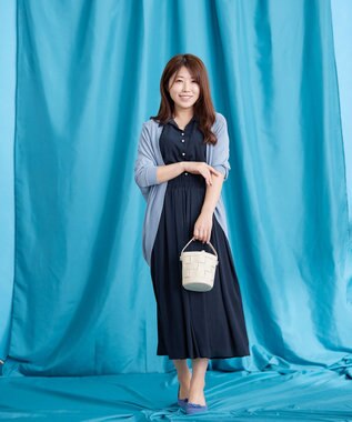 Tiaclasse 【洗える】シアー楊柳シャツワンピース ネイビー
