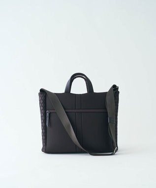 MIYABIYA LAQUOH【撥水加工】篭目柄エンボスボンディング スリム２WAYトート チョコ