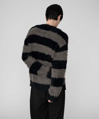 WEGO 【2025秋冬新作/ユニセックス着用ITEM/MLサイズ展開】フェザーニットプルオーバー ブラックボーダー