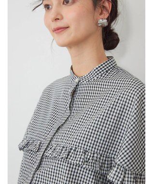 AMERICAN HOLIC フリルバンドカラーシャツ Gingham Check