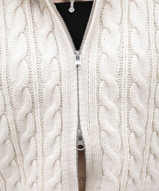WEGO フェイクファー付きケーブルニットパーカー ホワイトアイボリー