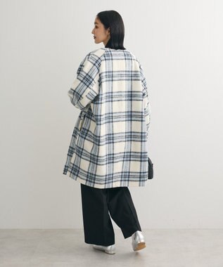 Green Parks シャギーノーカラーコート Blue