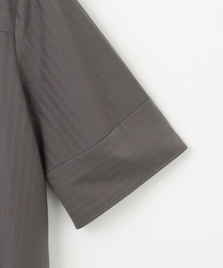 自由区 【洗える】ストレッチシャーティング5分袖 ブラウス スレート