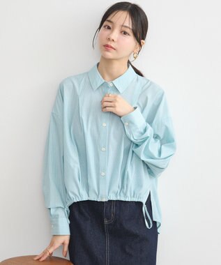 earth music&ecology ＴＲキュプラドロストシャツ Stripe Green