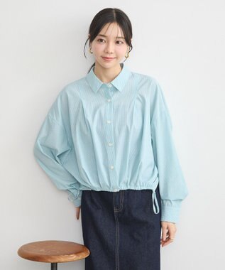 earth music&ecology ＴＲキュプラドロストシャツ Stripe Green