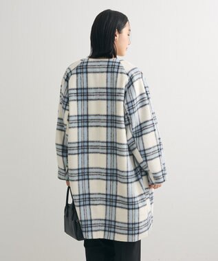 Green Parks シャギーノーカラーコート Blue