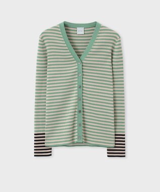Paul Smith 【洗える】リブ ボーダー カーディガン グリーン
