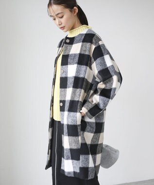 Green Parks シャギーノーカラーコート Beige