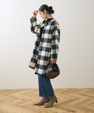 Green Parks シャギーノーカラーコート Beige