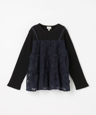 組曲 KIDS 【110-140㎝】スノウレースレイヤード トップス ネイビー