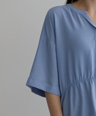 YECCA VECCA ギャザーデザイン配色シャツ Sax