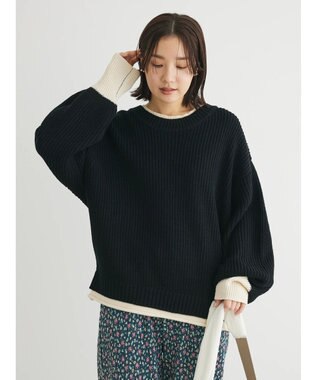 Green Parks ・Ｐｅｔｉｔ　Ｆｌｅｕｒ　レイヤード風ハイショクニット Black