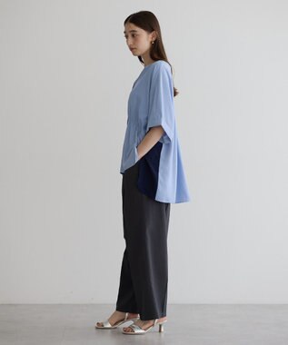 YECCA VECCA ギャザーデザイン配色シャツ Sax