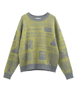 Green Parks ・ｆｕｒｒｙ　ｒａｔｅ　ジャカードニットプルオーバ Yellow