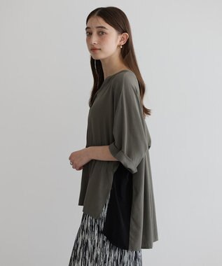 YECCA VECCA ギャザーデザイン配色シャツ Khaki