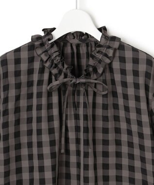 23区 L 【WEB&一部店舗限定】ブロックチェック フリル ブラウス モノトーンチェック