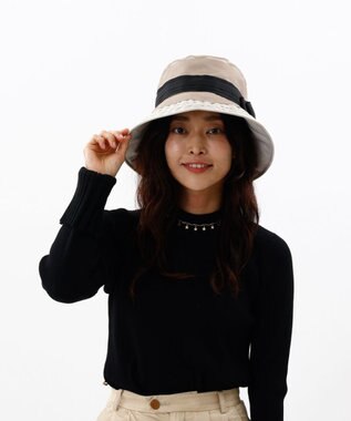 AURORA 【 LANVIN en Bleu （ランバン オン ブルー）】オーガンジーｘグログランクロッシェハット ベージュ