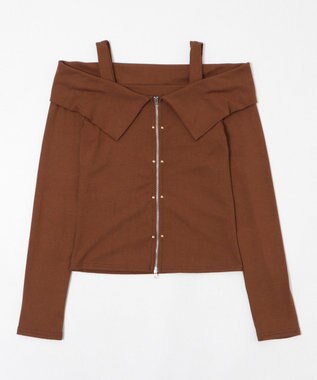 WEGO オフショルスタッズデザイントップ ブラウン