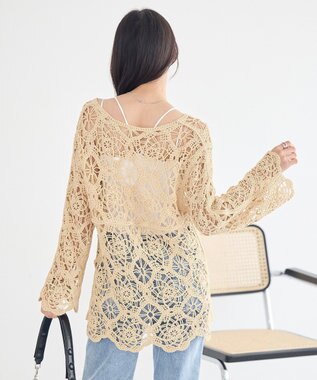 earth music&ecology クロシェ風プルオーバー Light Yellow